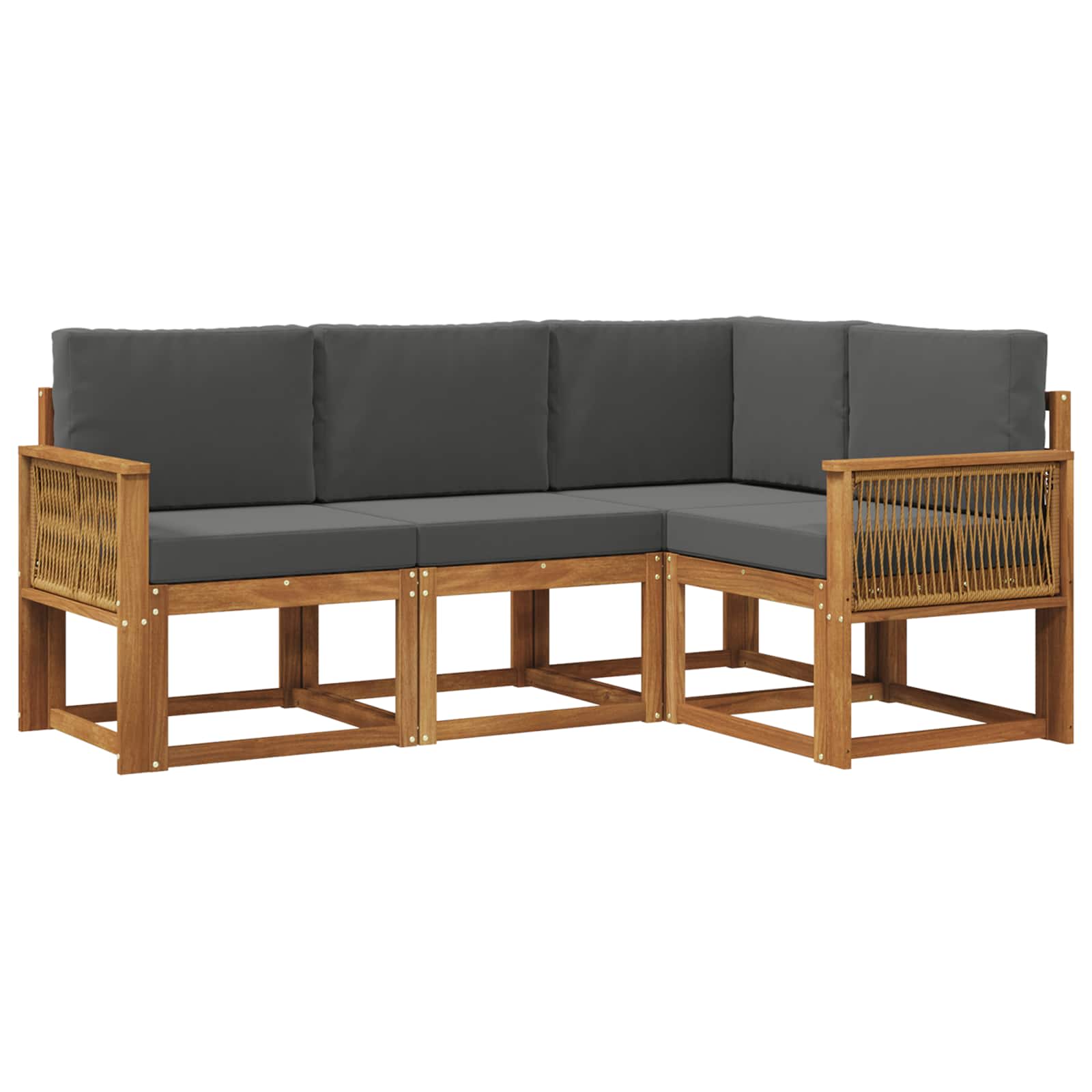 Set vanjskih sofa 4 pcs Prirodna i antracit Poliester