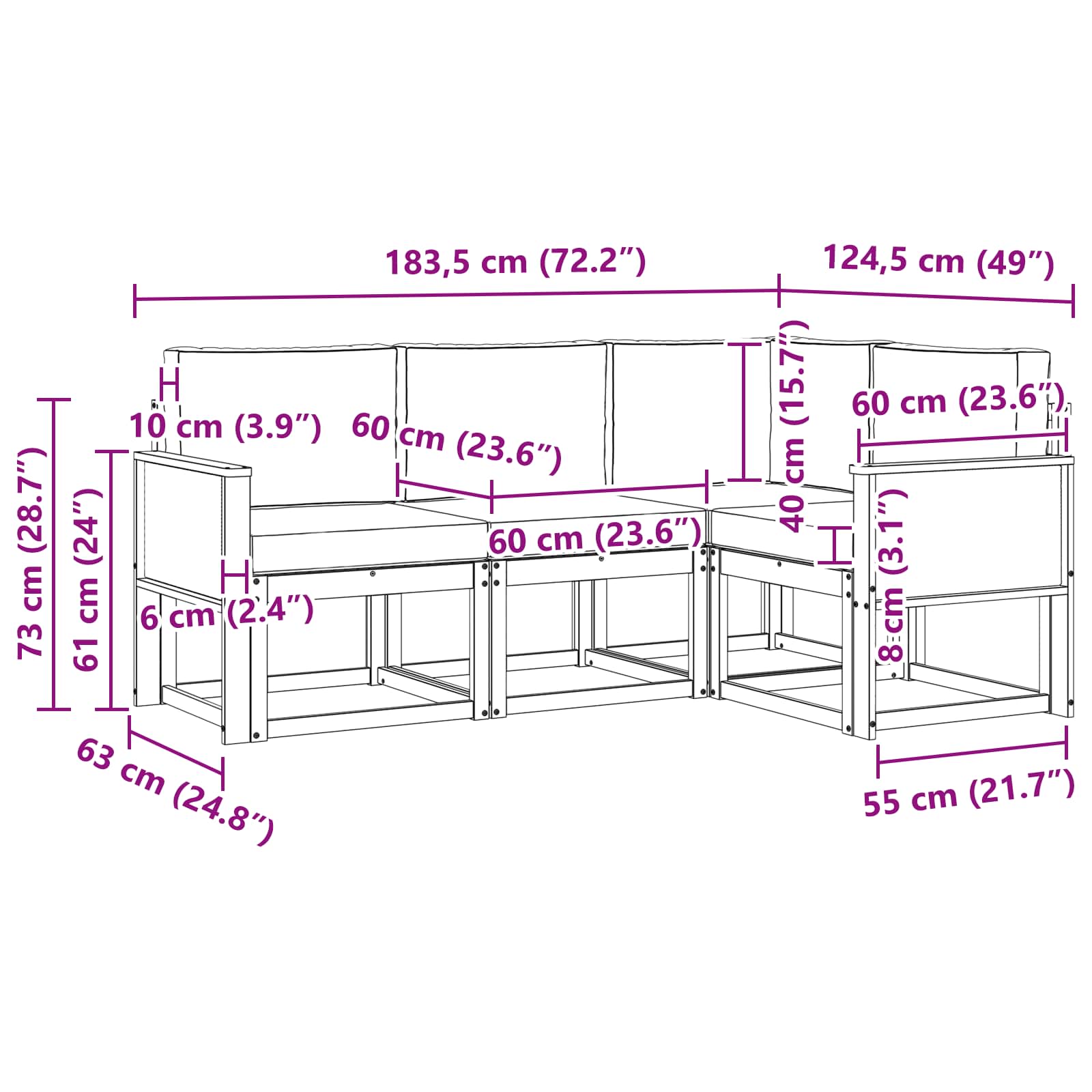 Set vanjskih sofa 4 pcs Prirodna i antracit Poliester