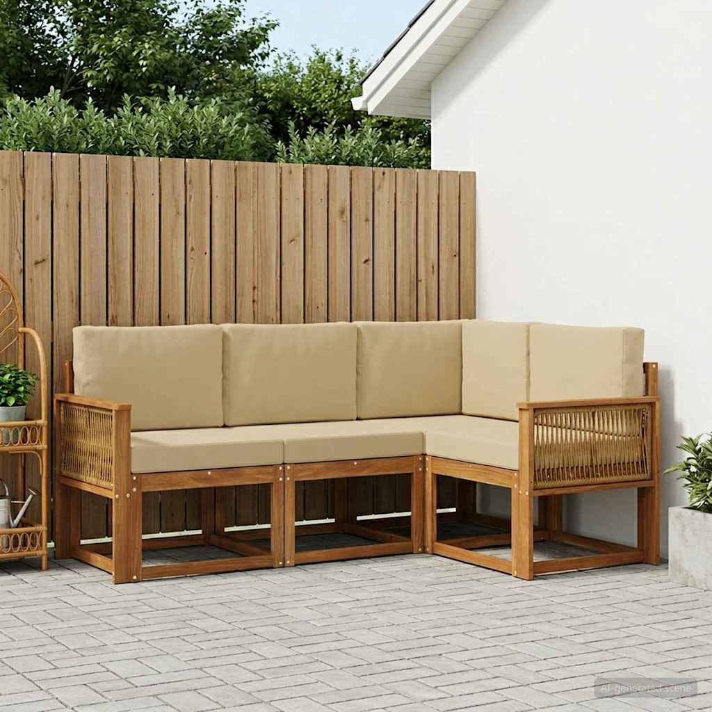 Set vanjskih sofa 4 pcs Prirodna i bež Poliester