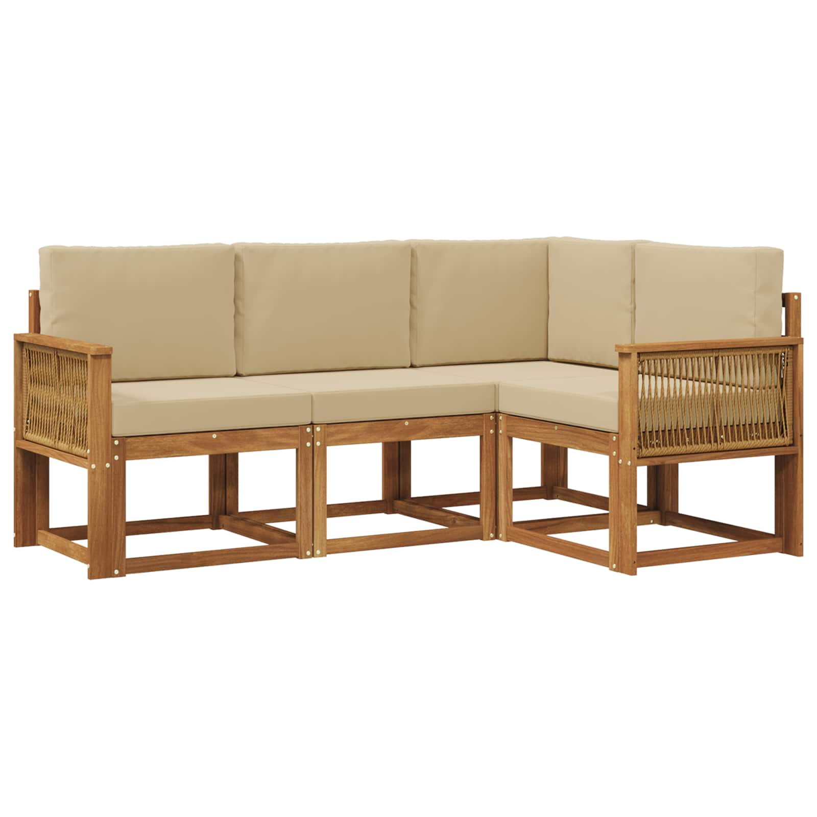 Set vanjskih sofa s jastukom 4 pcs Prirodna i bež Poliester