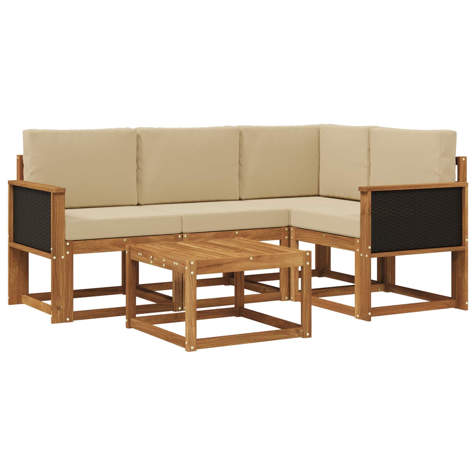 Set vanjskih sofa s jastukom 5 pcs Prirodna i bež Poliester