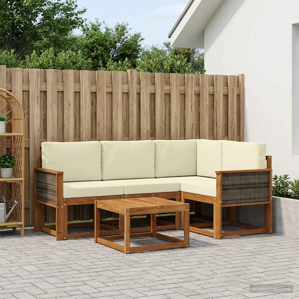 Set vanjskih sofa 5 pcs Prirodna i krem Poliester