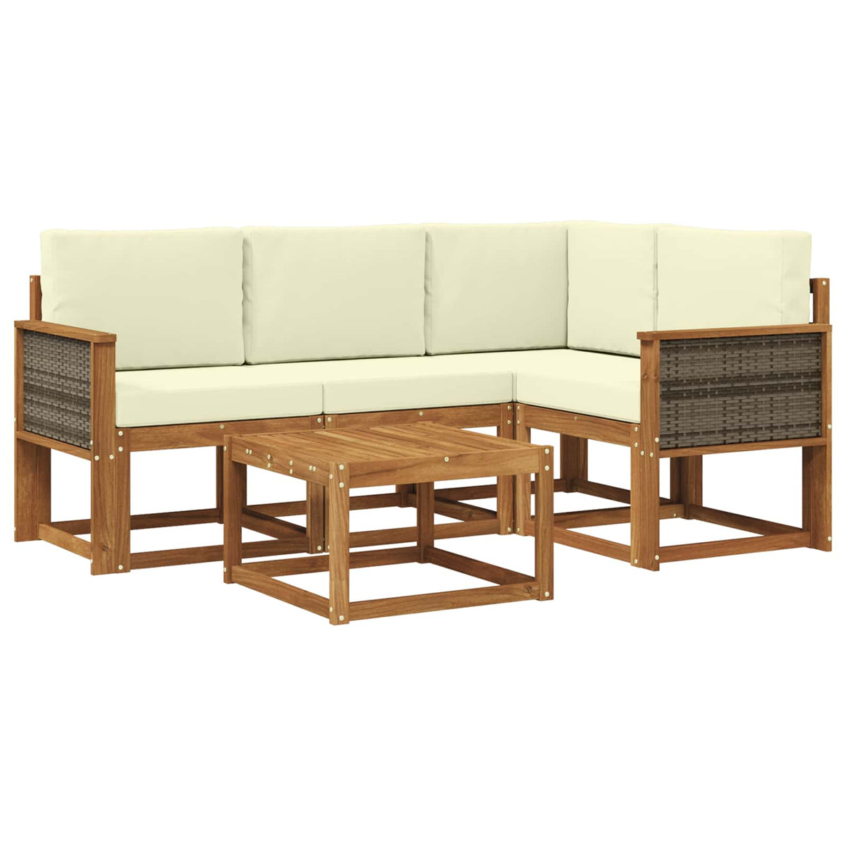 Set vanjskih sofa s jastukom 5 pcs Prirodna i krem Poliester