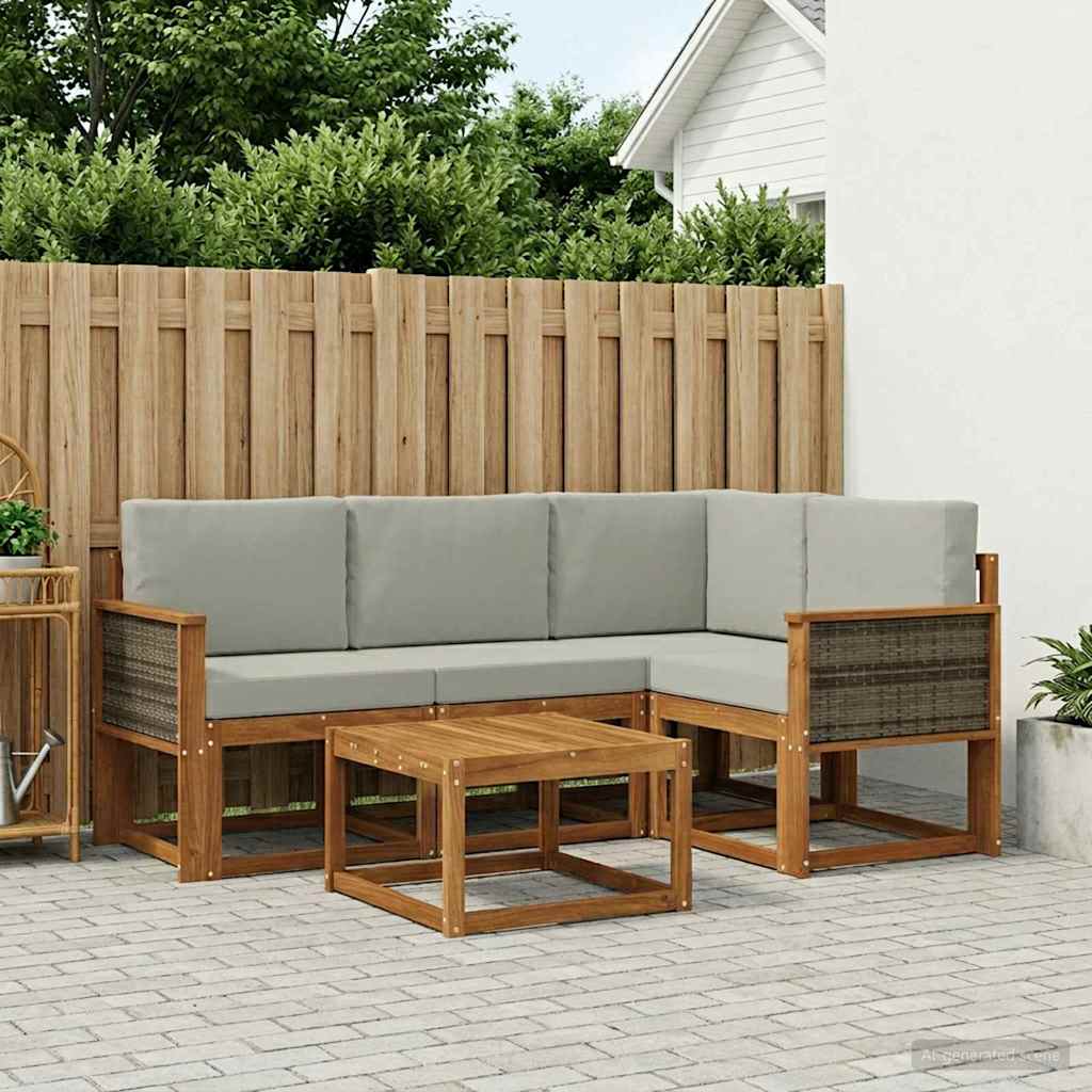 Set vanjskih sofa 5 kom. Prirodna i svjetlosiva Poliester