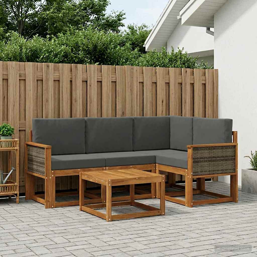 Set vanjskih sofa 5 pcs Prirodna i antracit Poliester