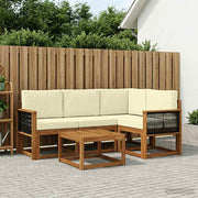 Set vanjskih sofa 5 kom. Prirodna i krem Poliester