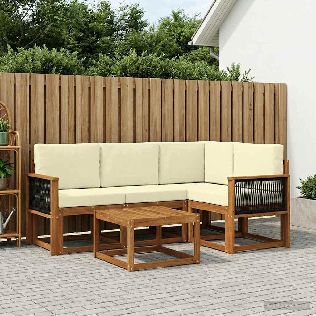 Set vanjskih sofa 5 kom. Prirodna i krem Poliester
