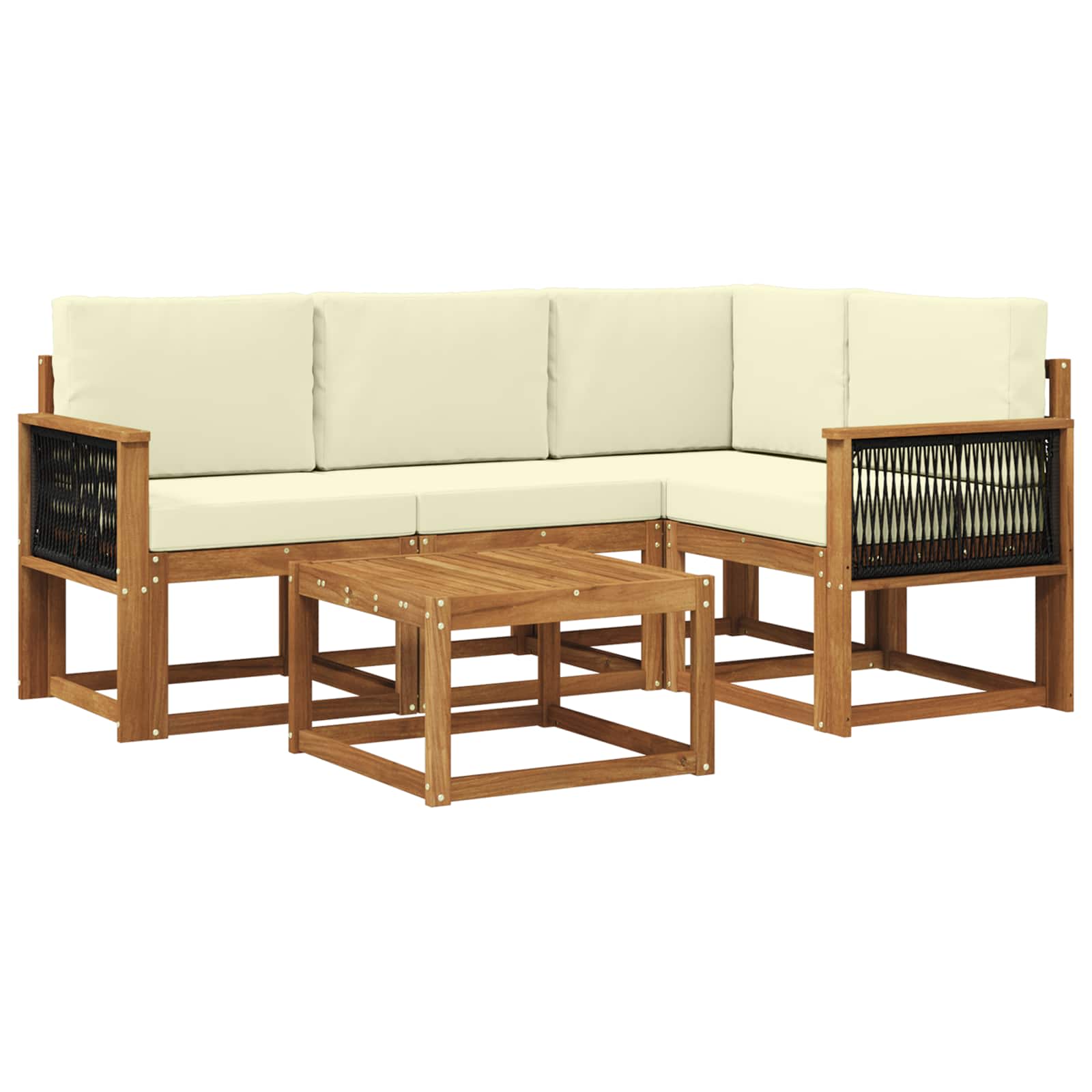 Set vanjskih sofa s jastukom 5 pcs Prirodna i krem Poliester