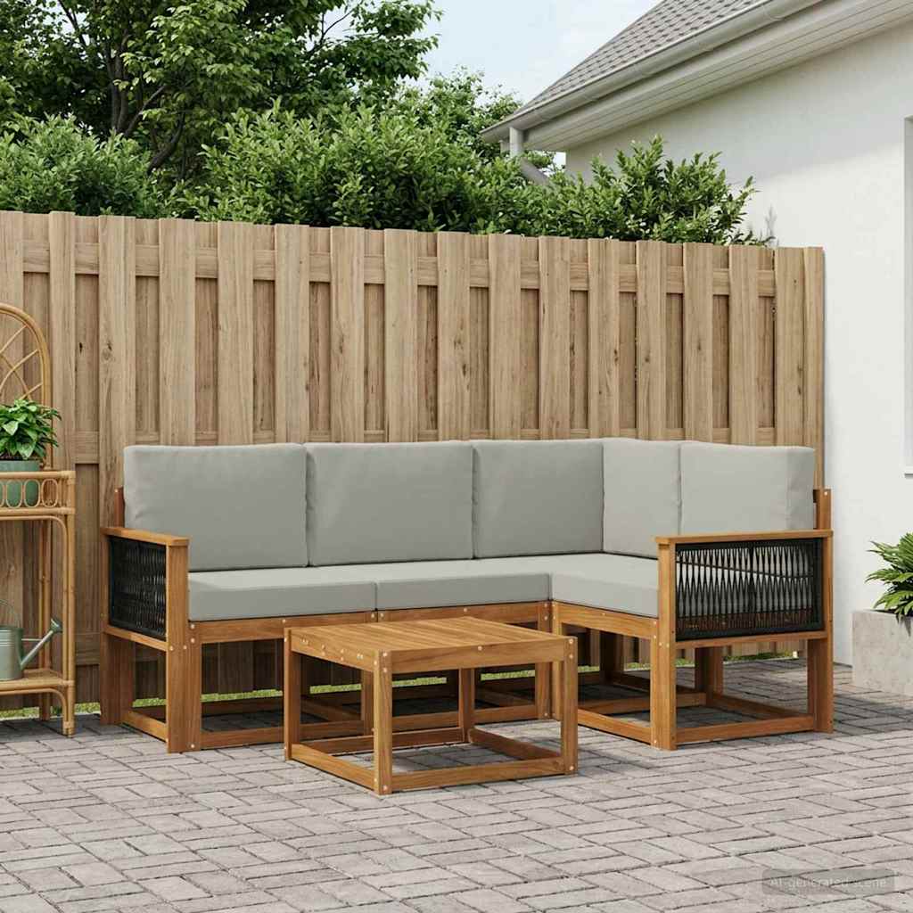 Set vanjskih sofa 5 kom. Prirodna i svjetlosiva Poliester