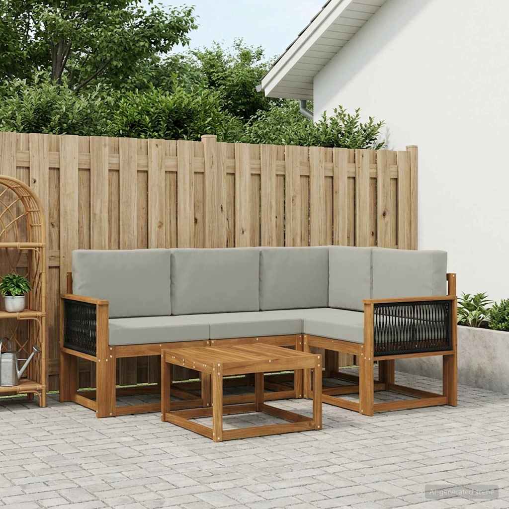 Set vanjskih sofa 5 kom. Prirodna i svjetlosiva Poliester