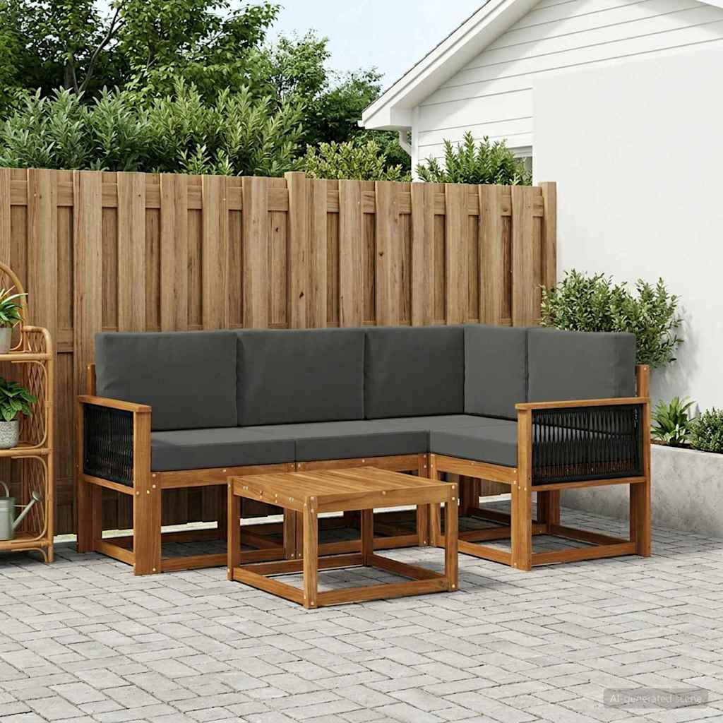 Set vanjskih sofa 5 pcs Prirodna i antracit Poliester