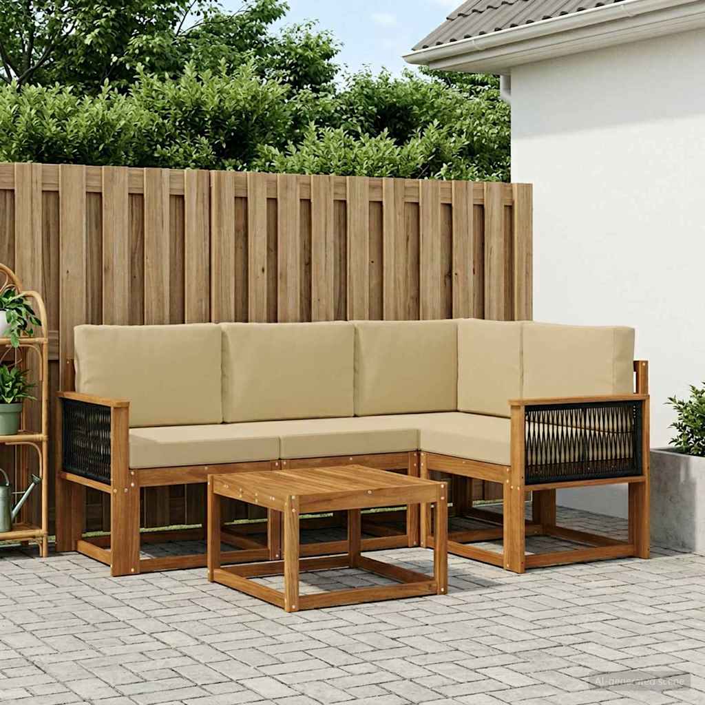 Set vanjskih sofa 5 kom. Prirodna i bež Poliester