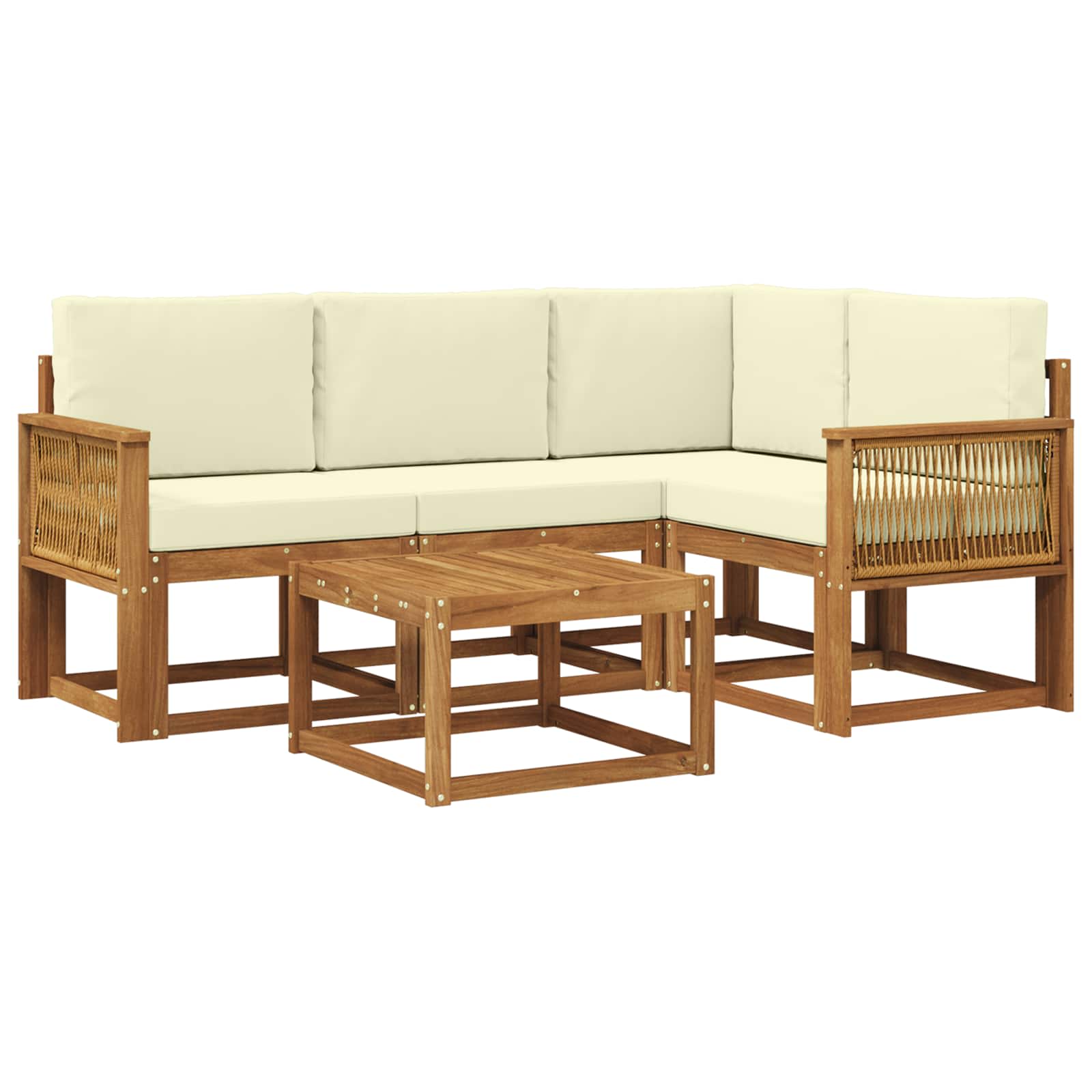 Set vanjskih sofa s jastukom 5 pcs Prirodna i krem Poliester