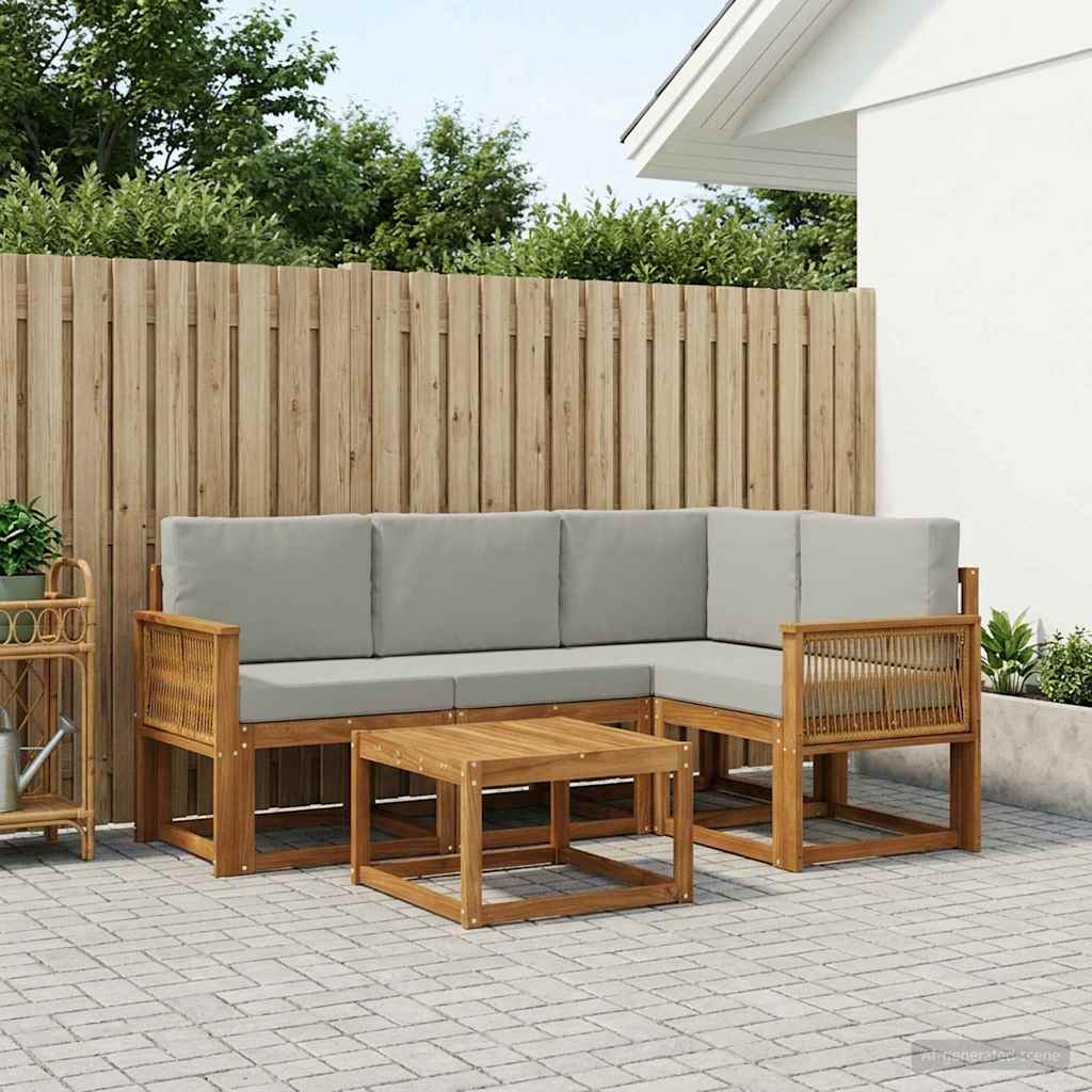 Set vanjskih sofa 5 kom. Prirodna i svjetlosiva Poliester