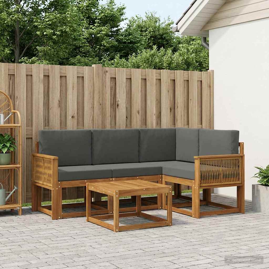 Set vanjskih sofa 5 pcs Prirodna i antracit Poliester