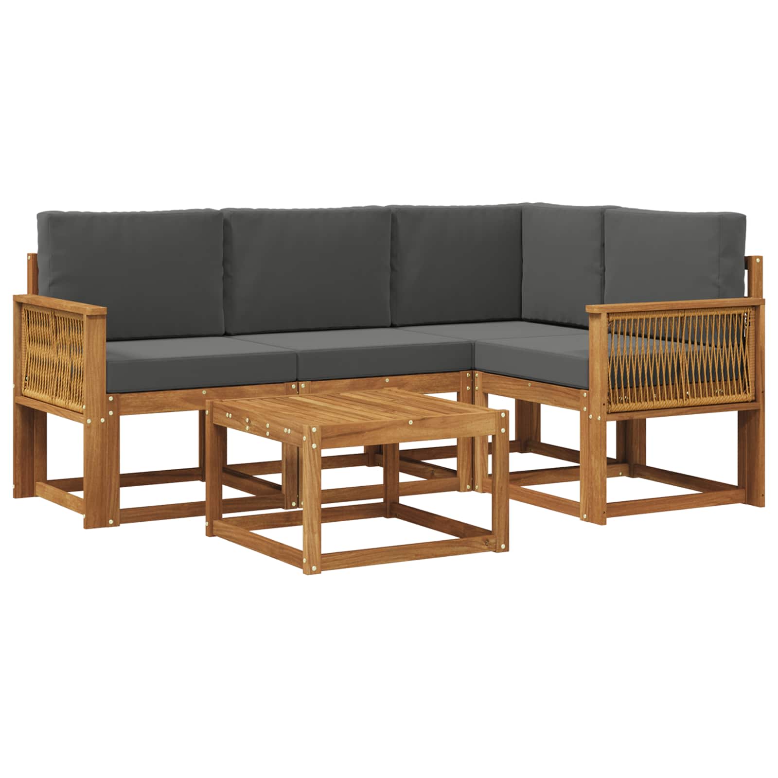 Set vanjskih sofa 5 pcs Prirodna i antracit Poliester