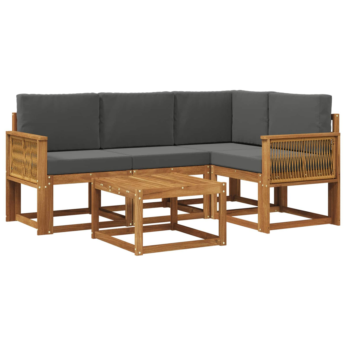 Set vanjskih sofa 5 kom. Prirodna i antracit Poliester