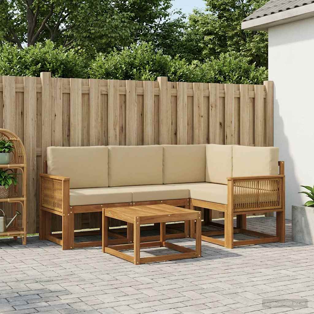 Set vanjskih sofa 5 kom. Prirodna i bež Poliester
