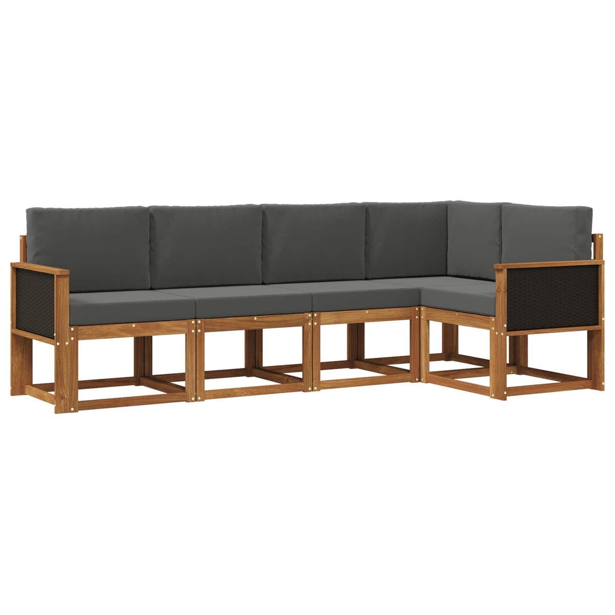 Set vanjskih sofa 5 kom. Prirodna i antracit Poliester Smeđa 243 x 124,5 x 73 cm