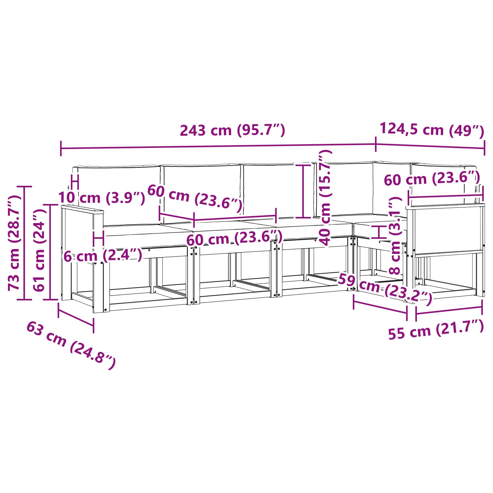 Set vanjskih sofa 4 pcs