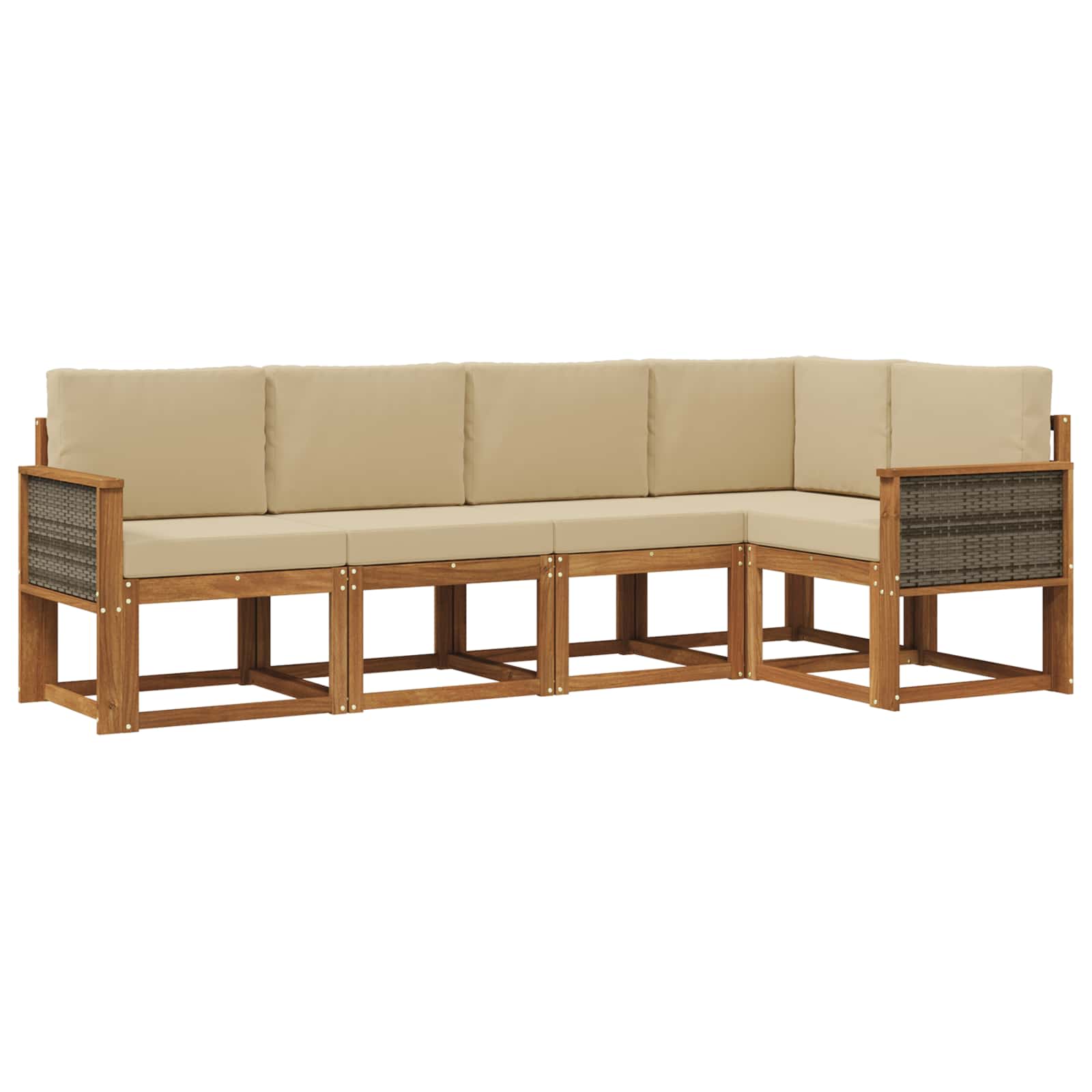 Set vanjskih sofa s jastukom 5 pcs Prirodna i bež Poliester