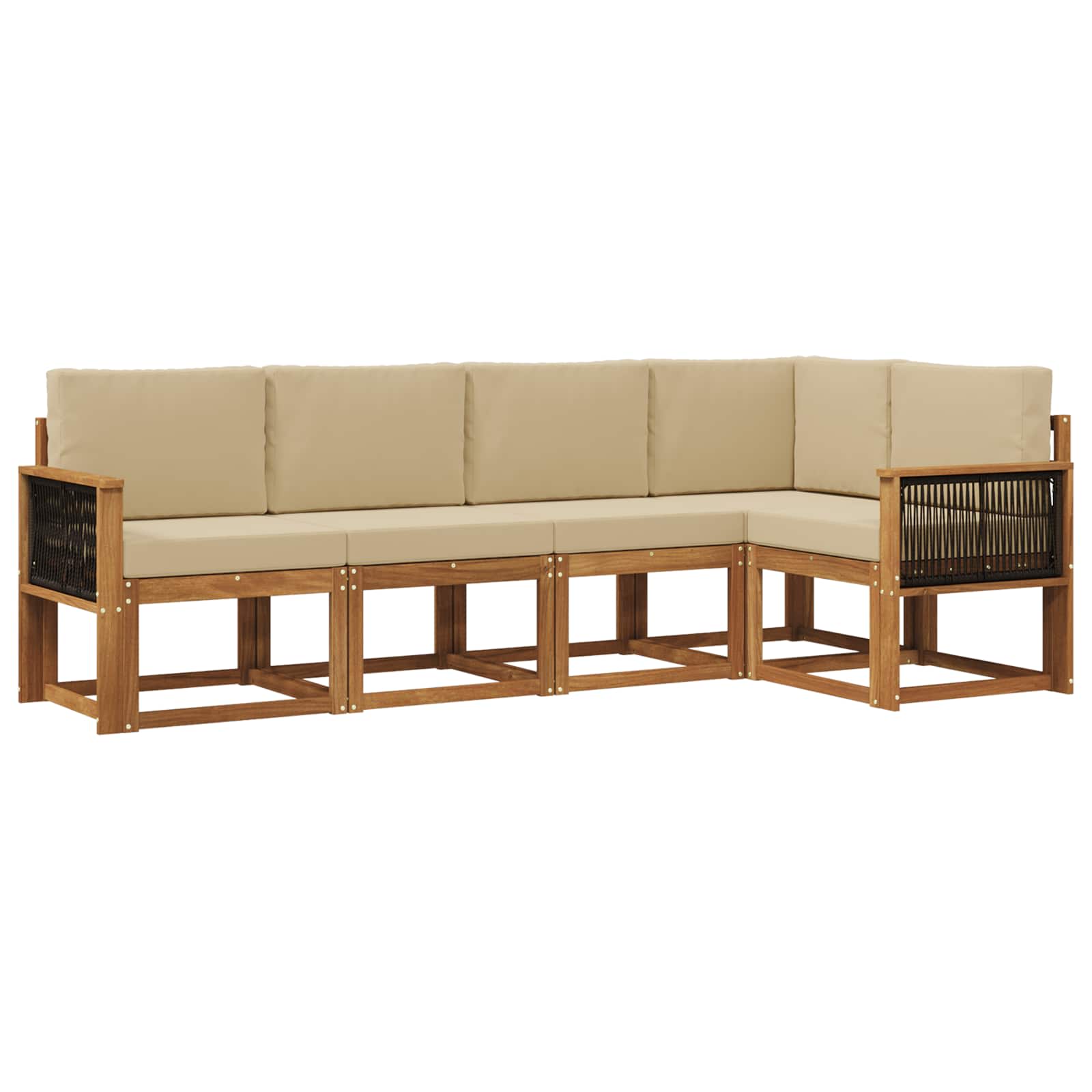 Set vanjskih sofa s jastukom 5 pcs Prirodna i bež Poliester