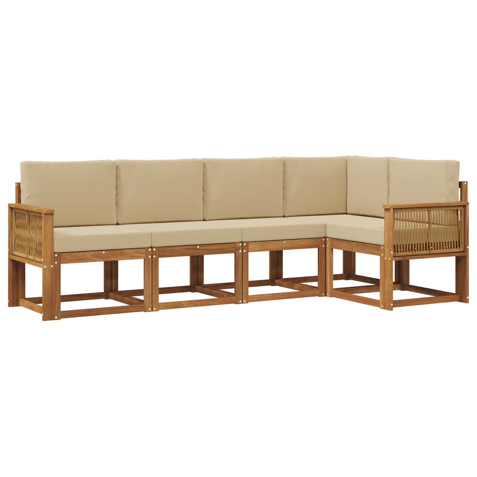 Set vanjskih sofa s jastukom 5 pcs Prirodna i bež Poliester