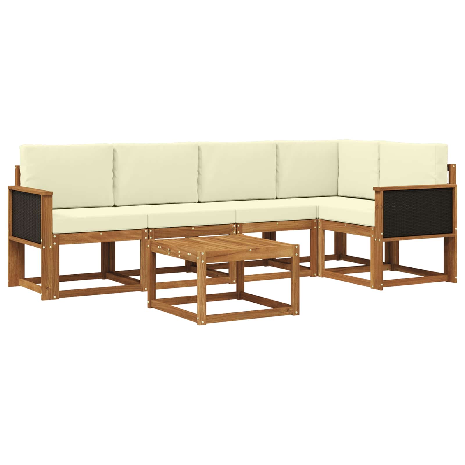 Set vanjskih sofa 6 pcs Prirodna i krem Čvrsto drvo akacije