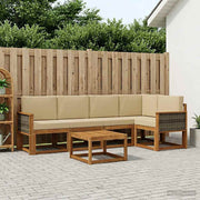 Set vanjskih sofa 6 pcs Prirodna i bež Čvrsto drvo akacije