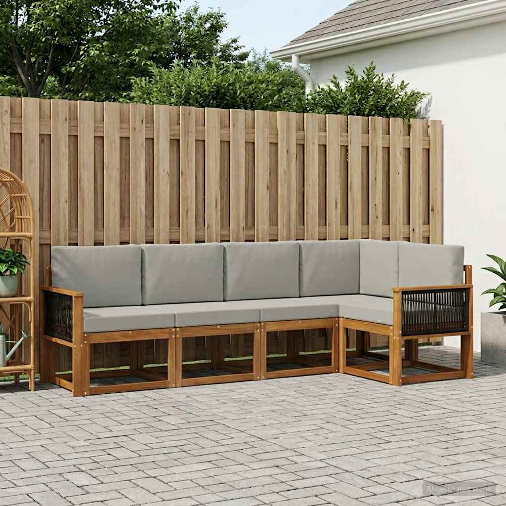 Set vanjskih sofa 6 kom. Prirodna i svjetlosiva
