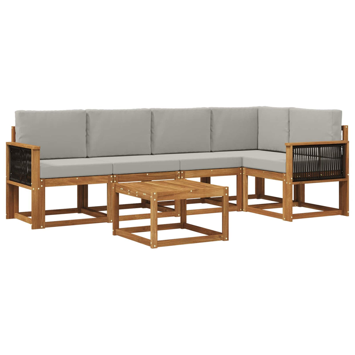 Set vanjskih sofa 6 kom. Prirodna i svjetlosiva
