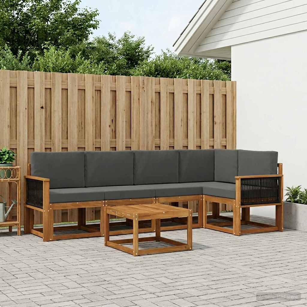 Set vanjskih sofa 6 pcs Prirodna i antracit Čvrsto drvo akacije