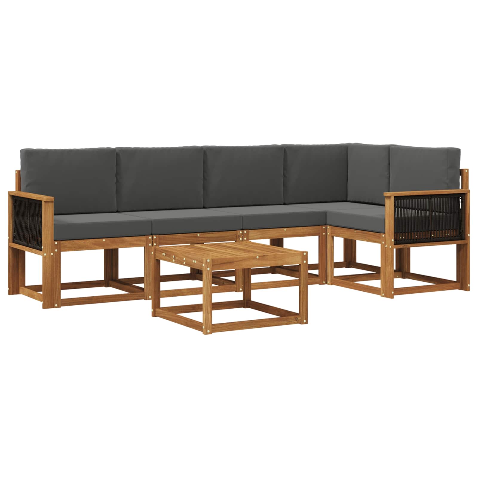 Set vanjskih sofa 6 pcs Prirodna i antracit Čvrsto drvo akacije