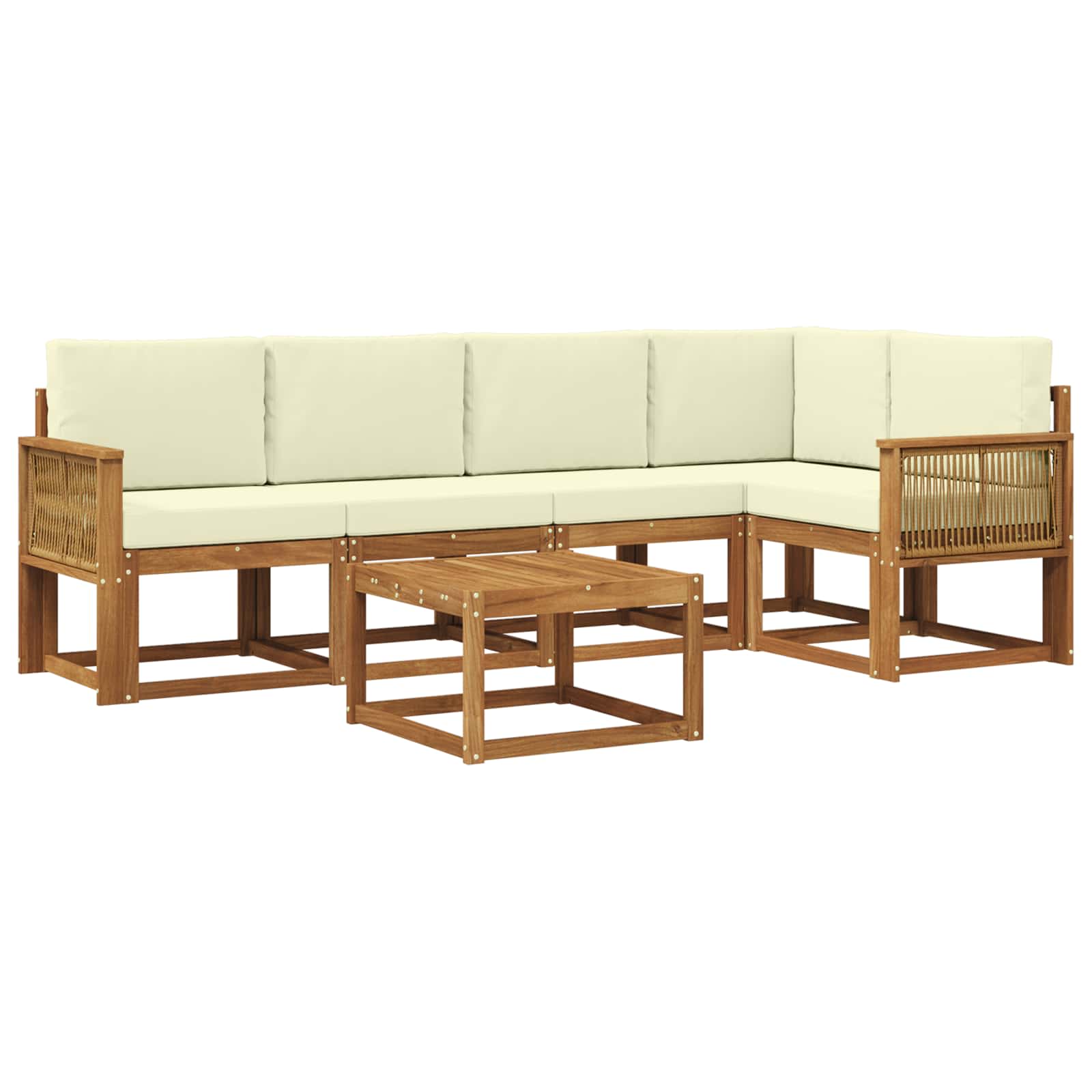 Set vanjskih sofa 6 pcs Prirodna i krem Čvrsto drvo akacije