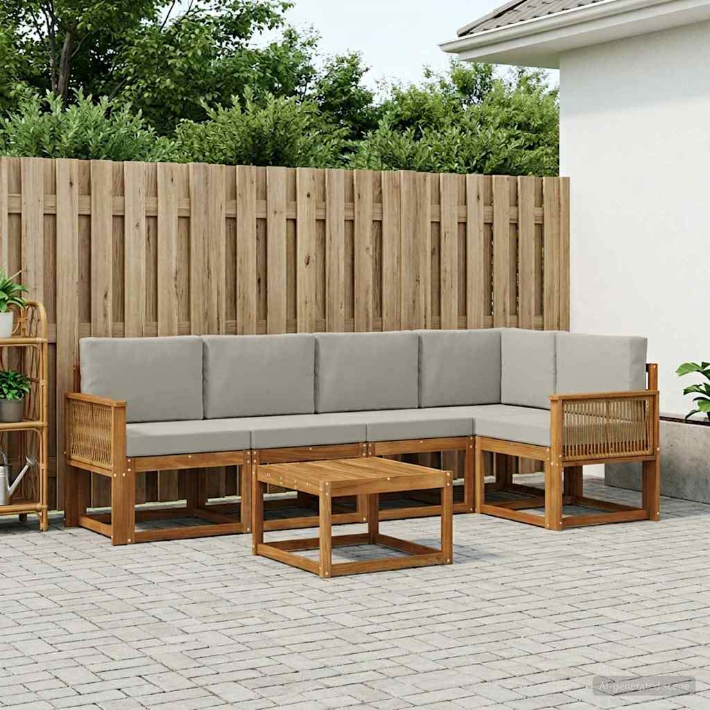 Set vanjskih sofa 6 kom. Prirodna i svjetlosiva