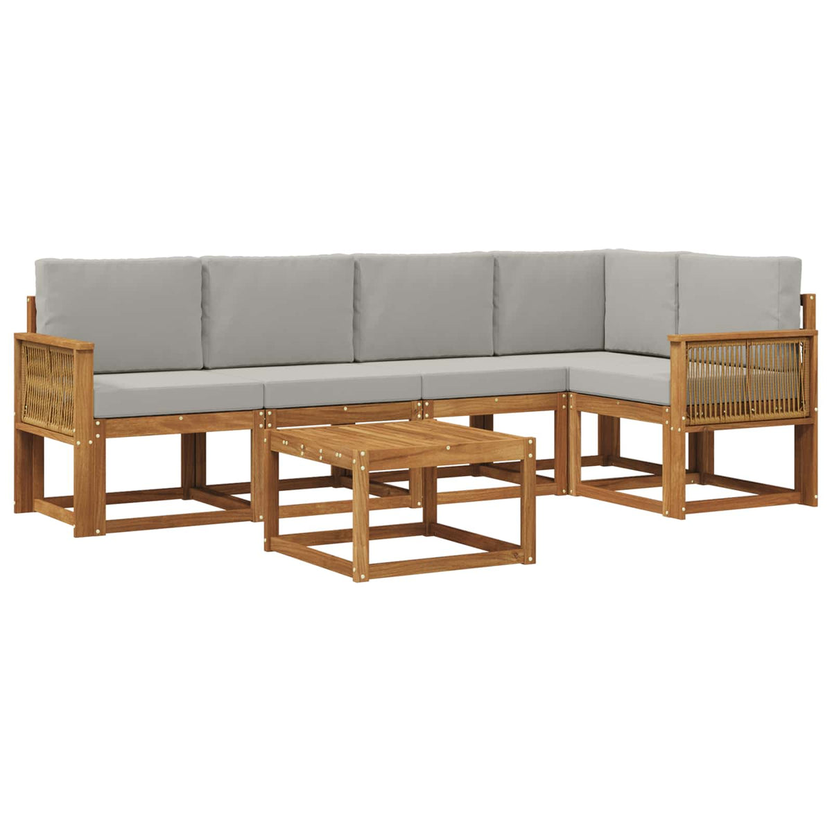 Set vanjskih sofa 6 kom. Prirodna i svjetlosiva