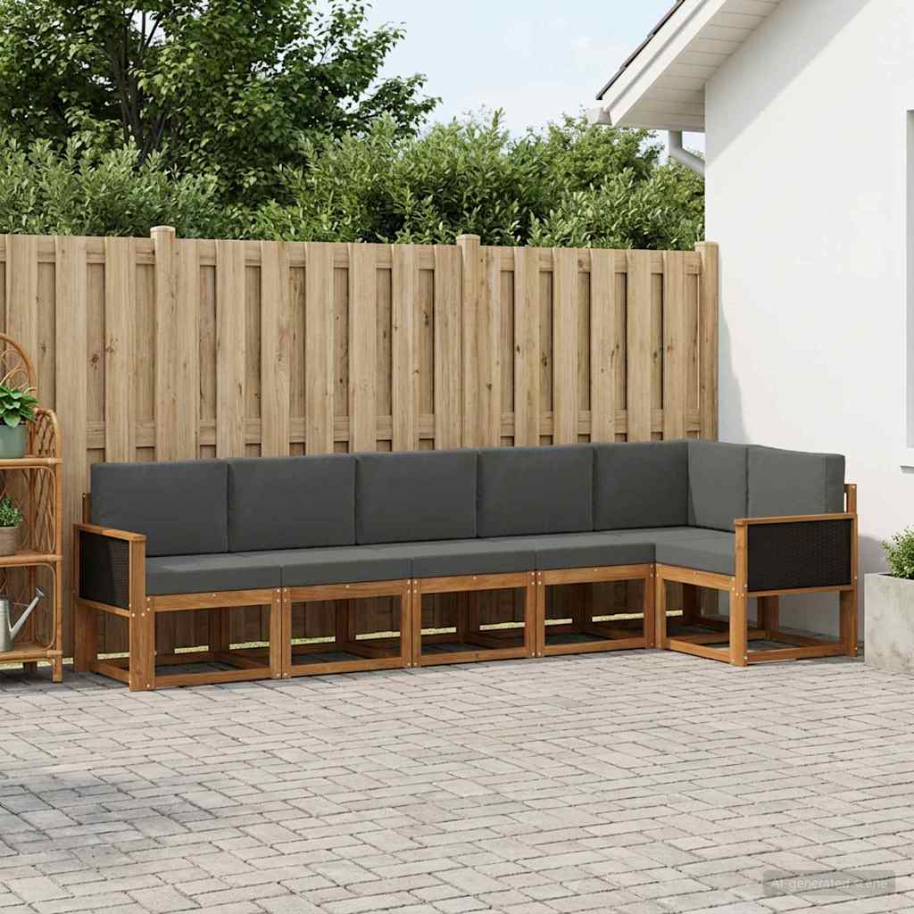 Set vanjskih sofa 6 kom. Prirodna i antracit Poliester