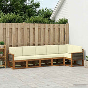 Set vanjskih sofa s jastukom 6 pcs Prirodna i krem Poliester