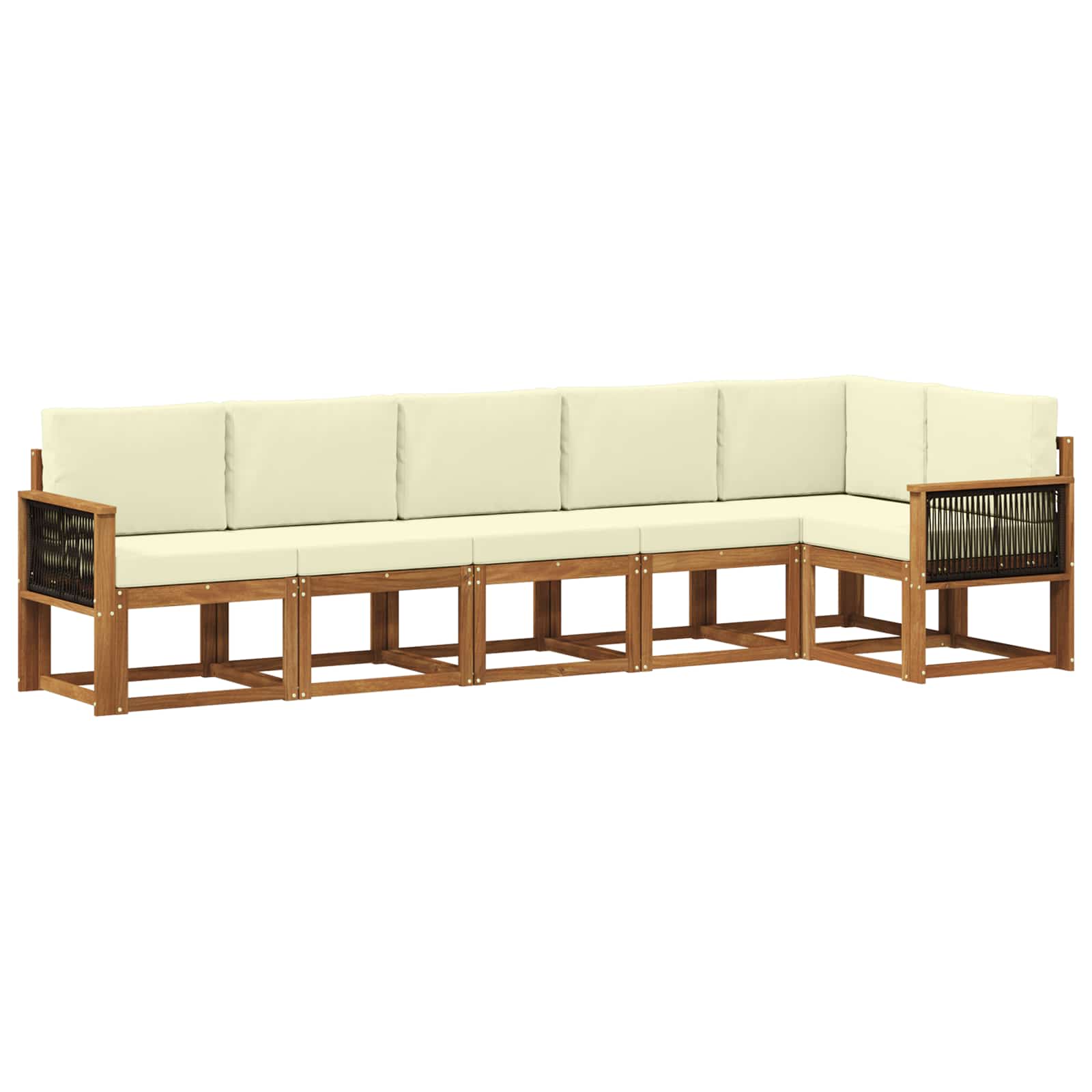 Set vanjskih sofa s jastukom 6 pcs Prirodna i krem Poliester
