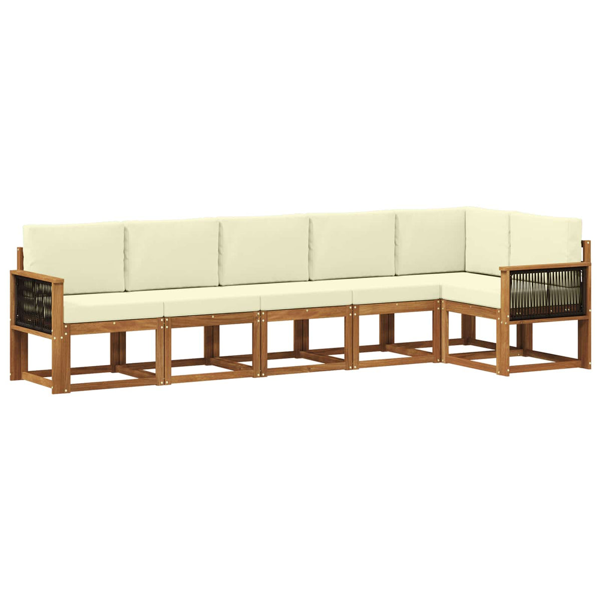 Set vanjskih sofa 6 kom. Prirodna i krem Poliester