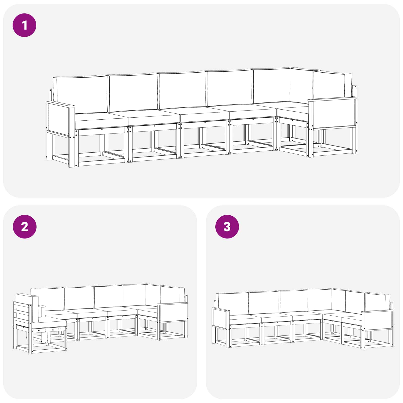 Set vanjskih sofa s jastukom 6 pcs Prirodna i krem Poliester