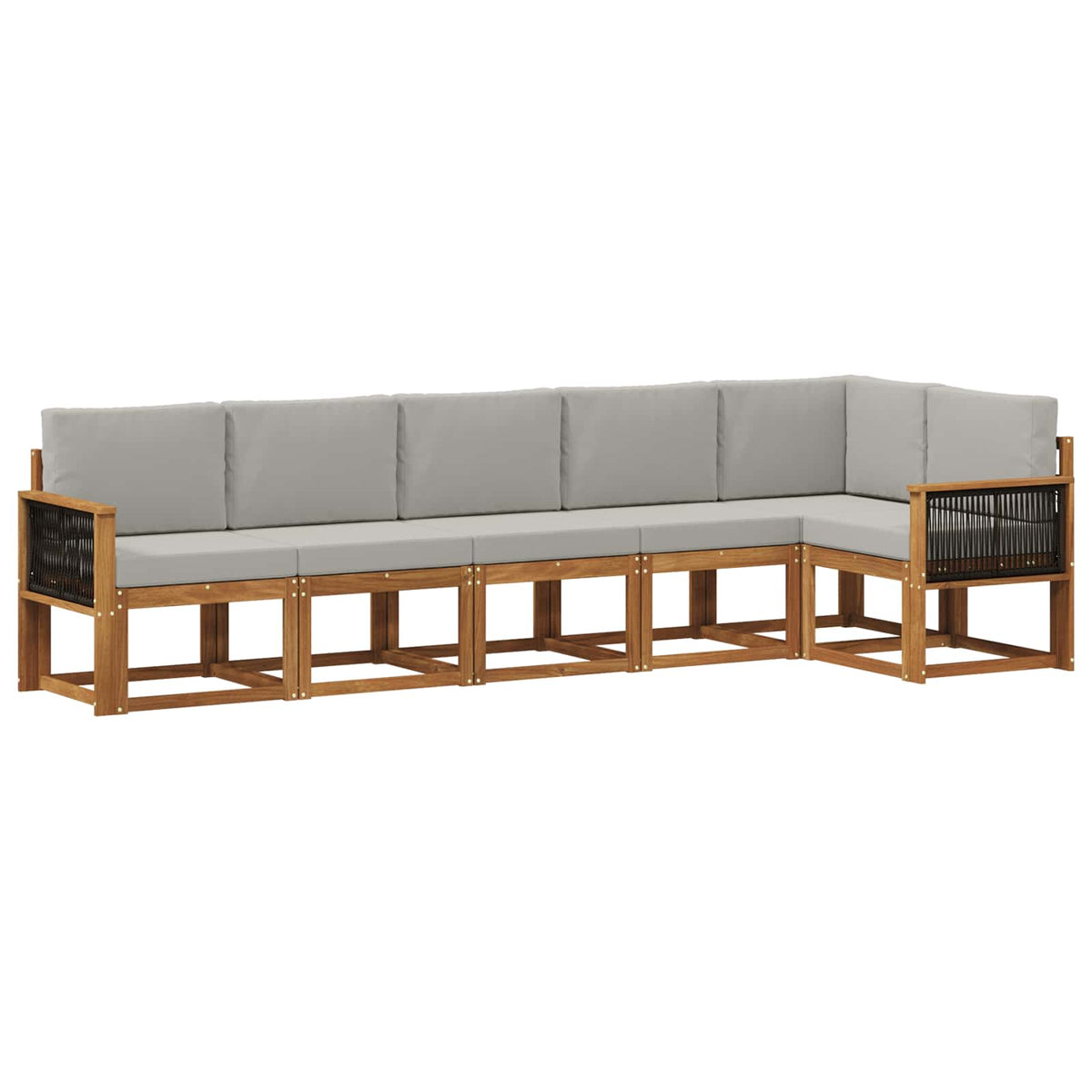 Set vanjskih sofa 6 kom. Prirodna i svjetlosiva Poliester