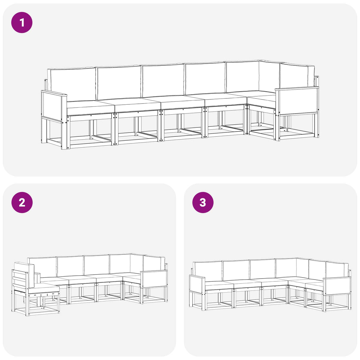 Set vanjskih sofa 6 kom. Prirodna i svjetlosiva Poliester