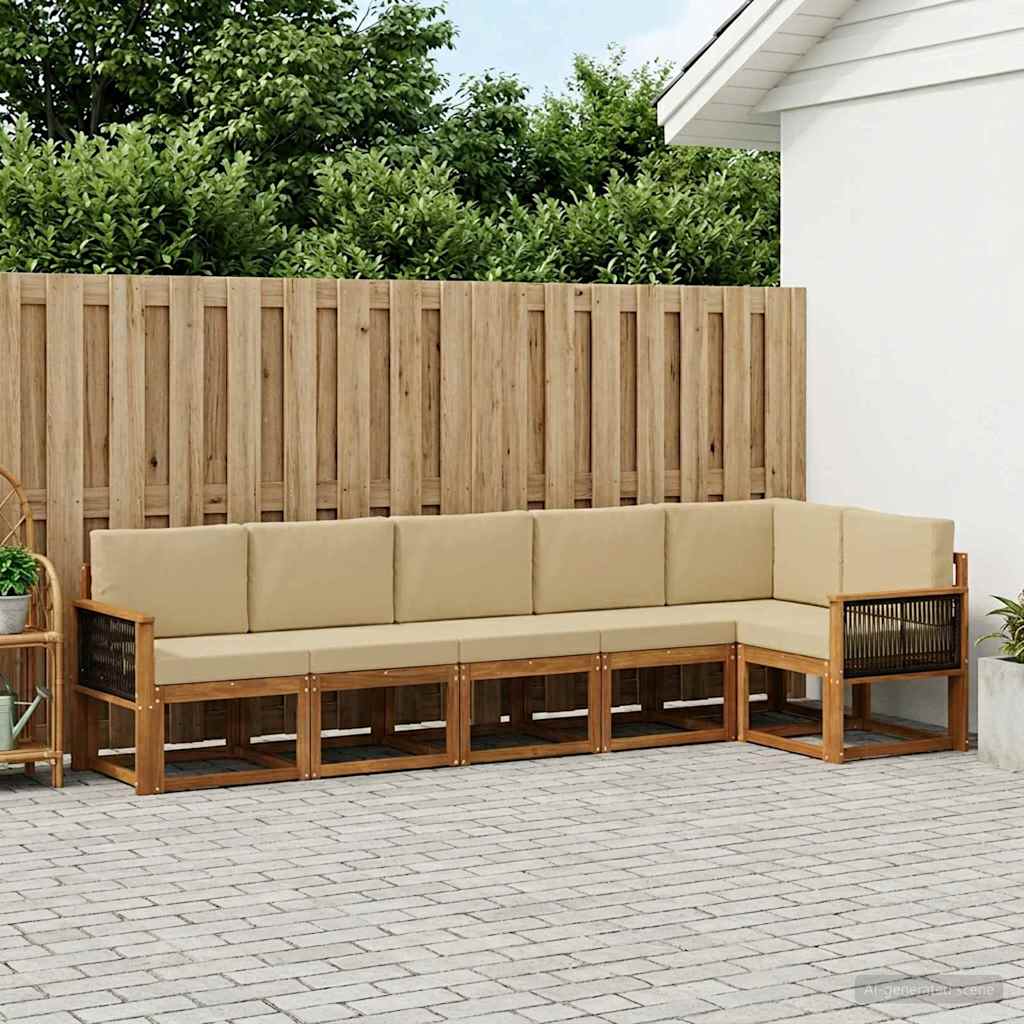 Set vanjskih sofa 6 kom. Prirodna i bež Poliester
