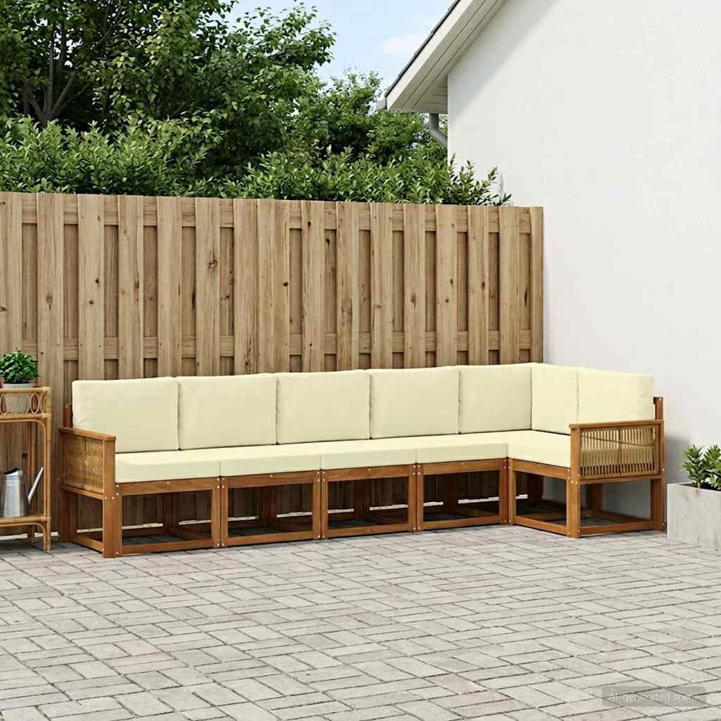 Set vanjskih sofa s jastukom 6 pcs Prirodna i krem Poliester