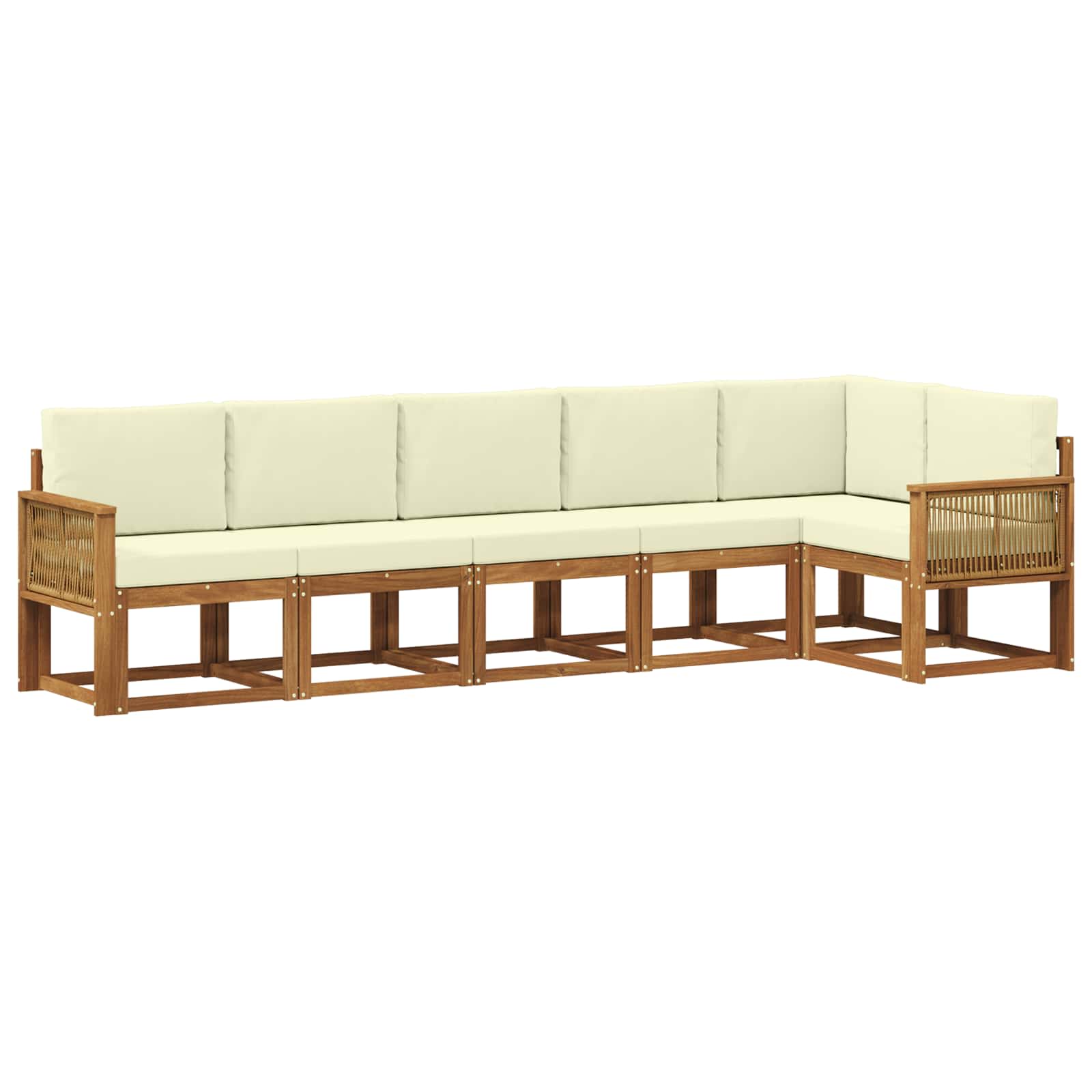 Set vanjskih sofa s jastukom 6 pcs Prirodna i krem Poliester