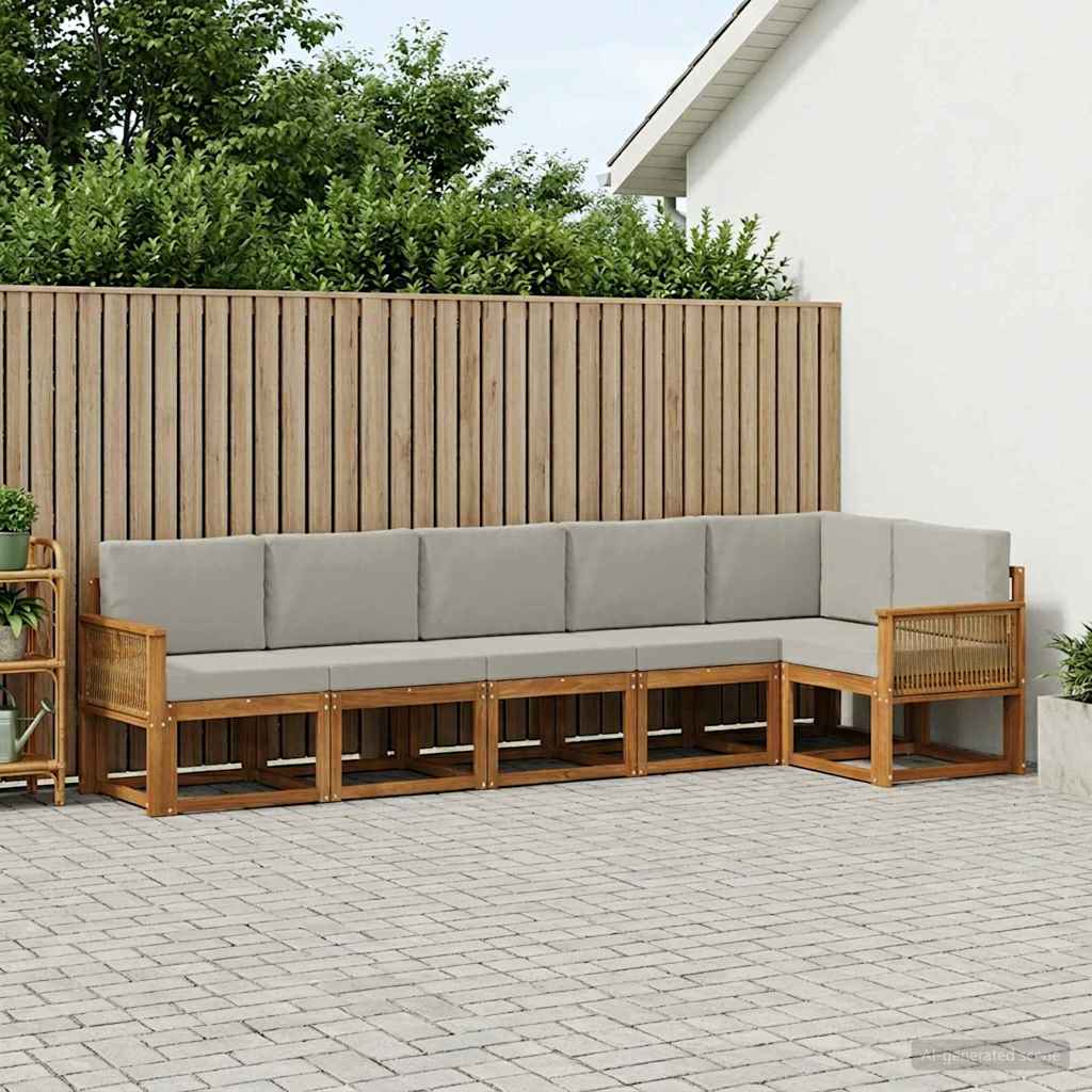 Set vanjskih sofa 6 kom. Prirodna i svjetlosiva Poliester