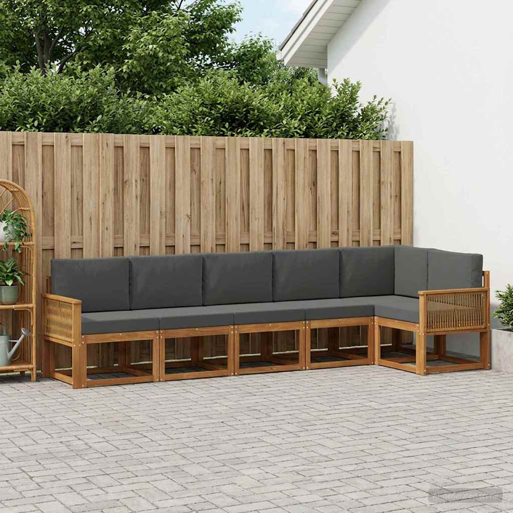 Set vanjskih sofa 6 kom. Prirodna i antracit Poliester