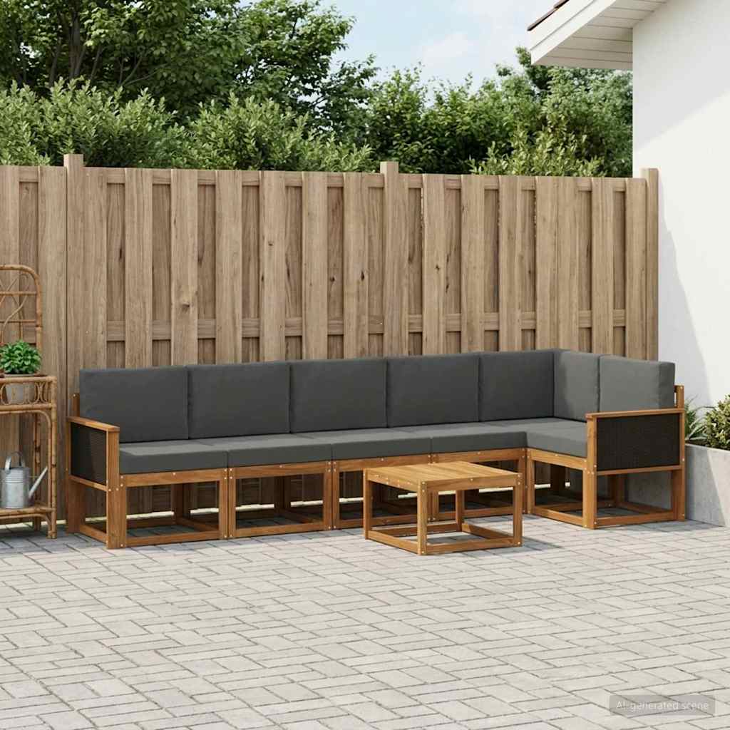 Set vanjskih sofa 7 pcs Prirodna i antracit Poliester