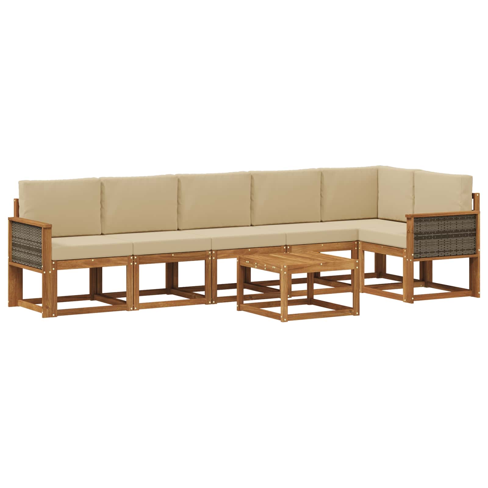 Set vanjskih sofa s jastukom 7 pcs Prirodna i bež Poliester